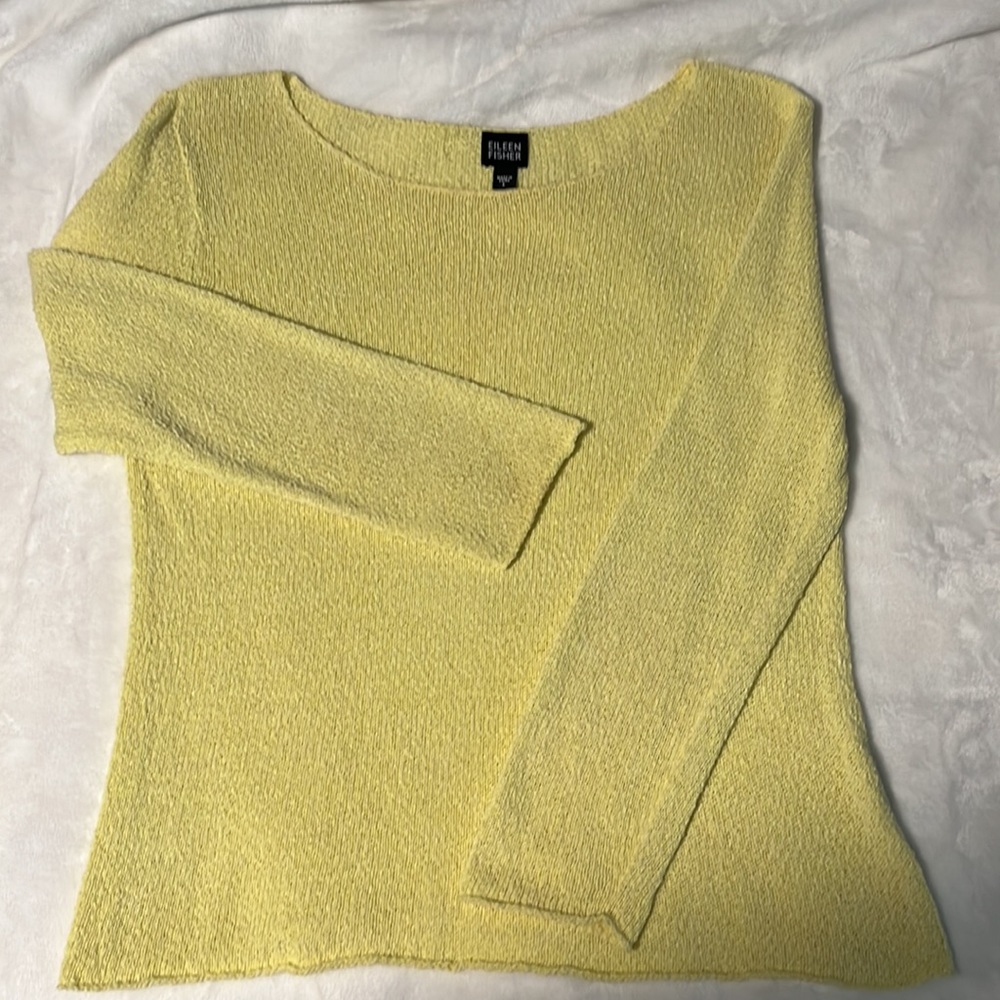 Eileen Fisher cotton/nylon textured knit lightweight top, size Large